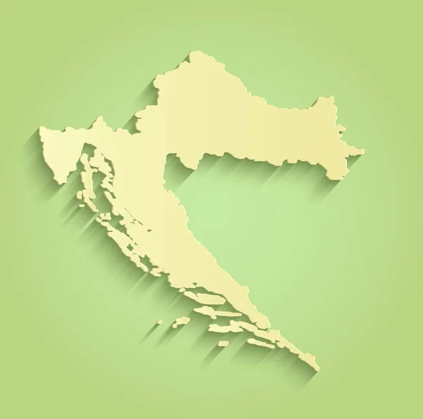 Chorwacja Mapa zielony żółty rastrowych — Zdjęcie stockowe