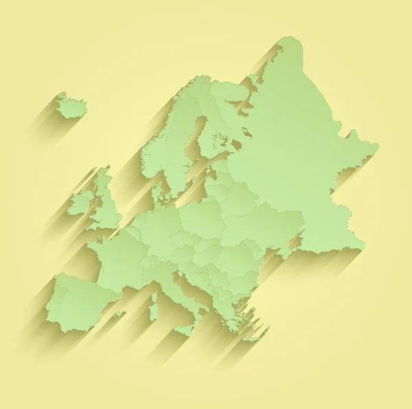Europa karta separata enskilda stater gul grön raster — Stockfoto