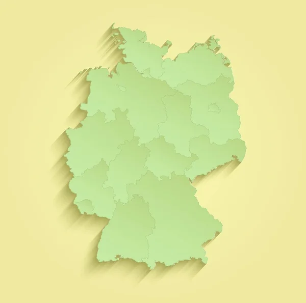 Tyskland karta separata enskilda stater gul grön raster — Stockfoto