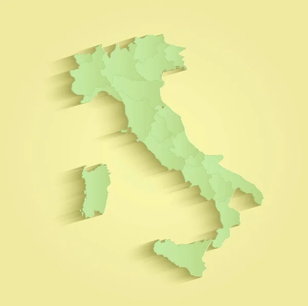 Italia mappa stati separati raster verde giallo — Foto Stock