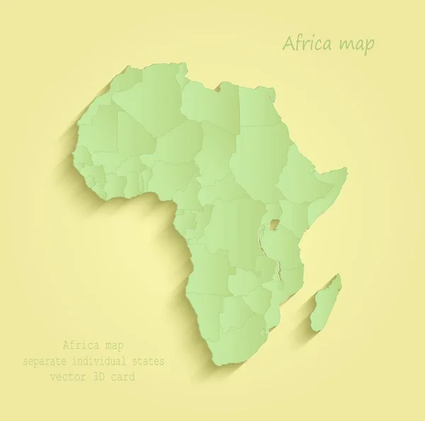 Afryka Mapa oddzielnych poszczególnych państw żółty wektor zielony — Wektor stockowy