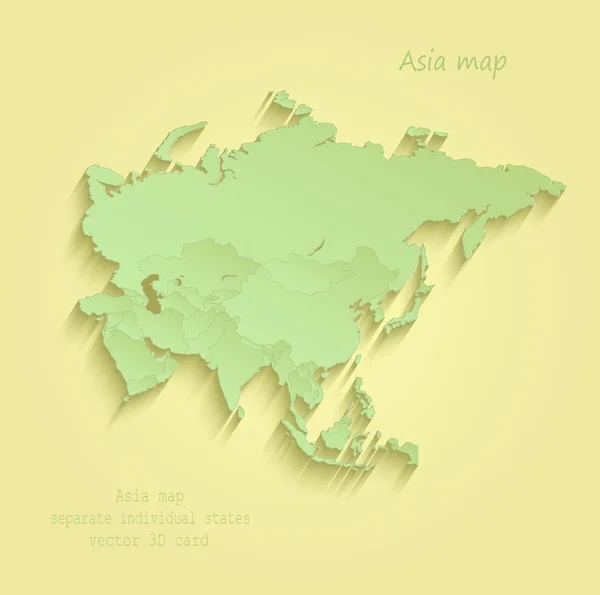 Asia mapa separado estados individuales amarillo verde vector — Vector de stock