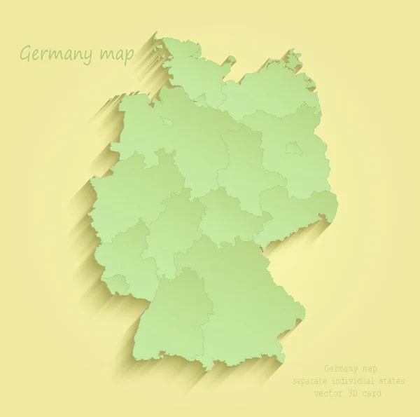 Tyskland karta separata enskilda stater gul grön vektor — Stock vektor