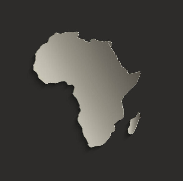 Africa map outline card blank black raster