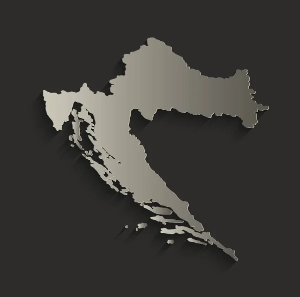 Croacia mapa contorno tarjeta en blanco raster negro —  Fotos de Stock