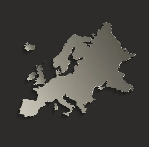 Europa mapa contorno tarjeta en blanco raster negro — Foto de Stock