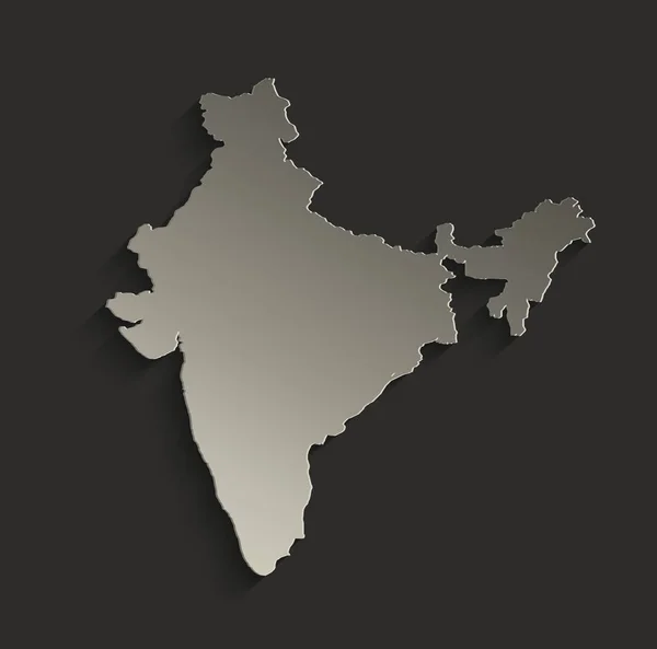 印度地图轮廓卡空白黑色光栅 — 图库照片