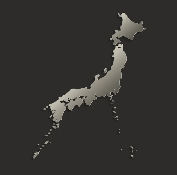 Japón mapa contorno tarjeta en blanco raster negro — Foto de Stock