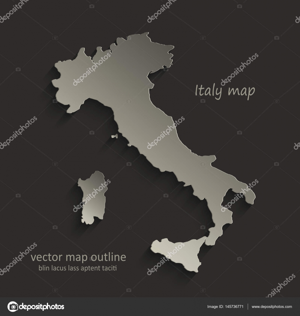 Italien Karte Umriss Karte leerer schwarzer Vektor - Vektorgrafik