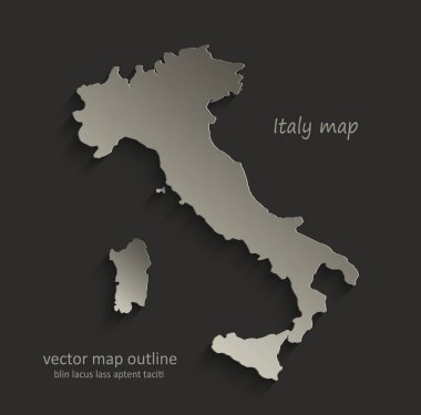 İtalya harita anahat kartı boş siyah vektör