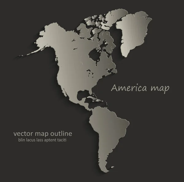 América mapa contorno tarjeta en blanco vector negro — Archivo Imágenes Vectoriales