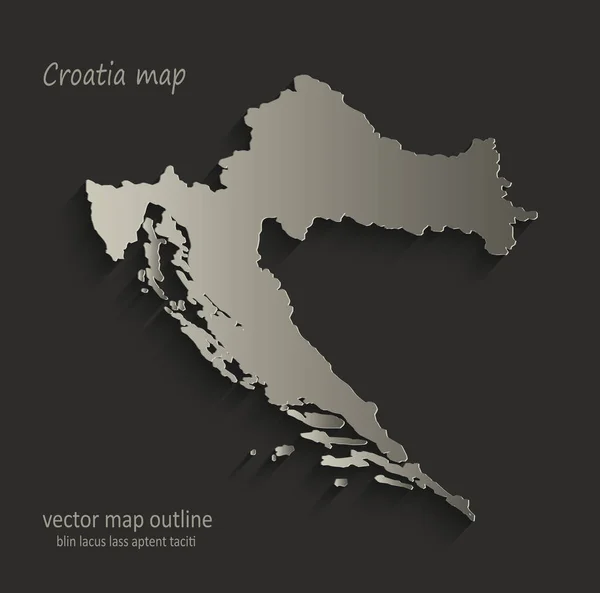 Croacia mapa contorno tarjeta en blanco vector negro — Vector de stock