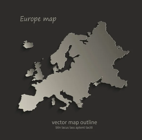 Europa mapa contorno tarjeta en blanco vector negro — Vector de stock