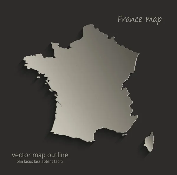 Francia mapa contorno tarjeta en blanco vector negro — Vector de stock