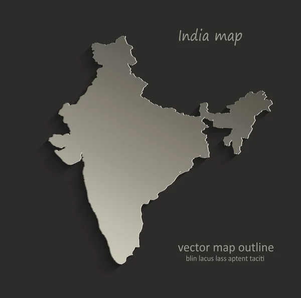 India mapa contorno tarjeta en blanco vector negro — Archivo Imágenes Vectoriales