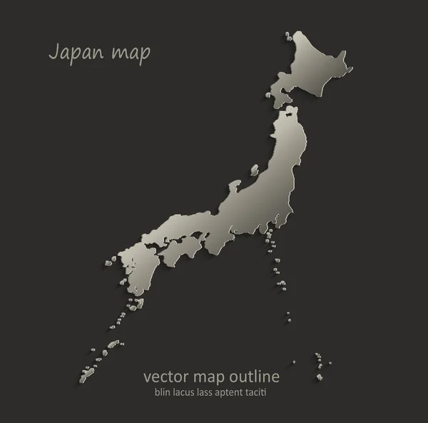 Japón mapa contorno tarjeta en blanco vector negro — Archivo Imágenes Vectoriales