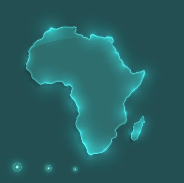 Afrika harita ışık neon raster