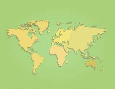 Dünya harita kıta sarı raster yeşil