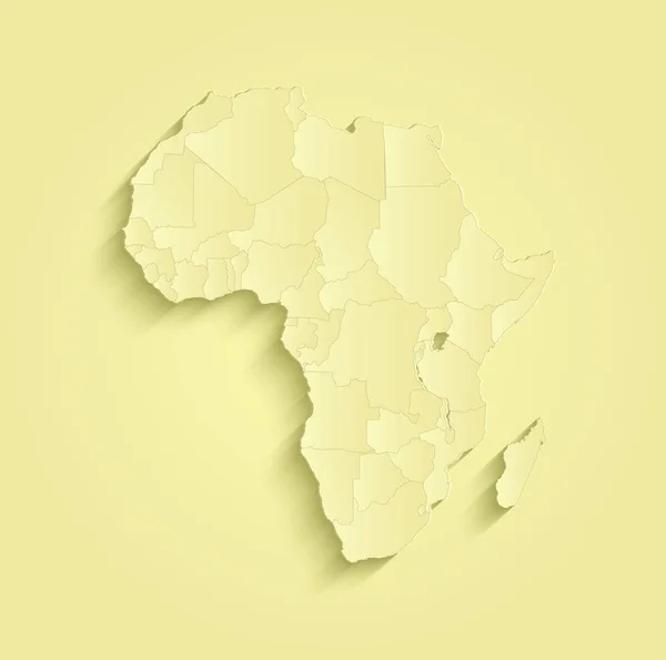 África mapa separado estados individuais amarelo — Fotografia de Stock