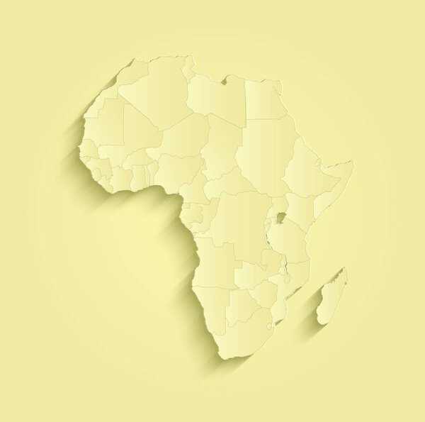 Africa map separate individual states yellow