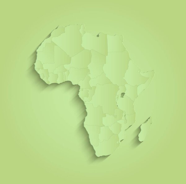 Africa map separate individual states green raster