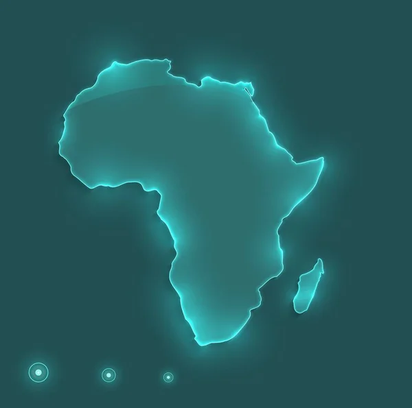 Africa mappa luce neon raster — Foto Stock