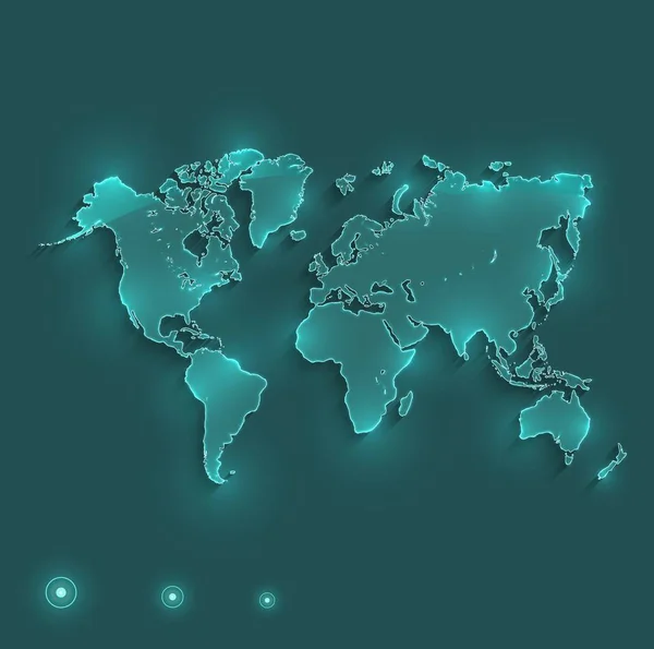 Mapa del mundo luz neón raster — Foto de Stock