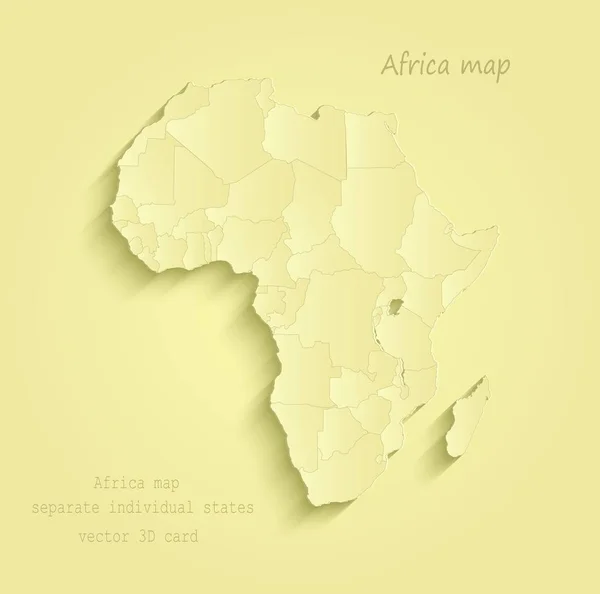 Africa mappa separare i singoli stati vettore giallo — Vettoriale Stock