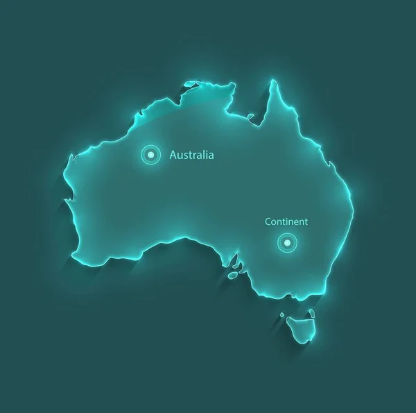 Austrália mapa luz neon vector — Vetor de Stock