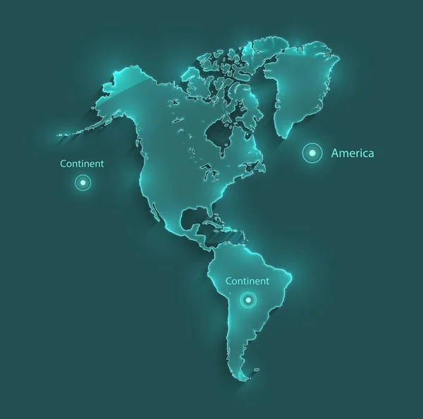 Amerika Karte Licht Neon Vektor — Stockvektor