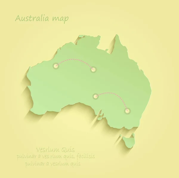 Αυστραλία Χάρτης κίτρινο πράσινο διάνυσμα — Διανυσματικό Αρχείο