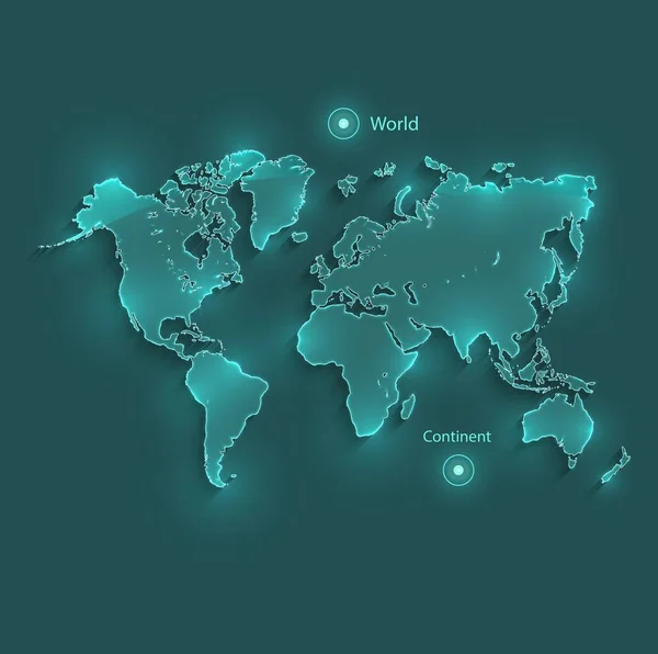 Mapa do mundo luz vetor de néon — Vetor de Stock