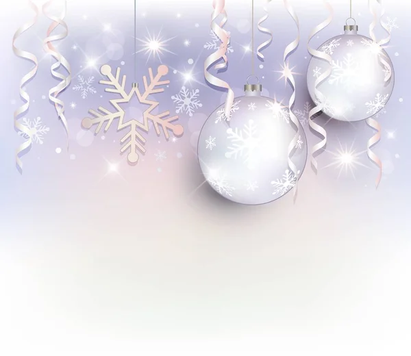 Merry Christmas ball star snowflake white color raster greeting card template background — Stock Photo, Image