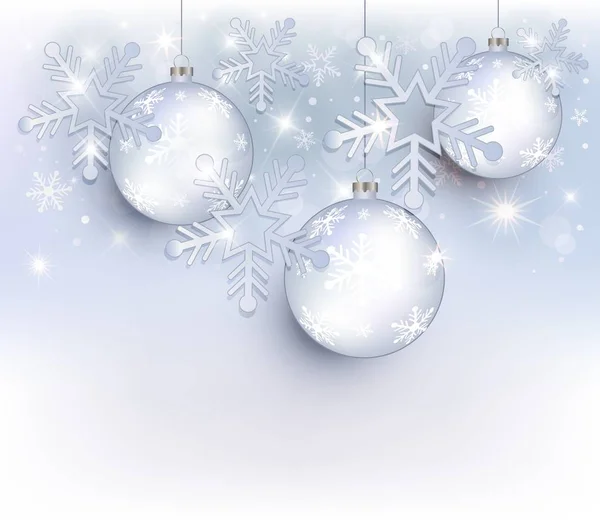 Christmas Ball Snow Flake Star Blue Raster Merry Christmas Greeting — Stock Photo, Image