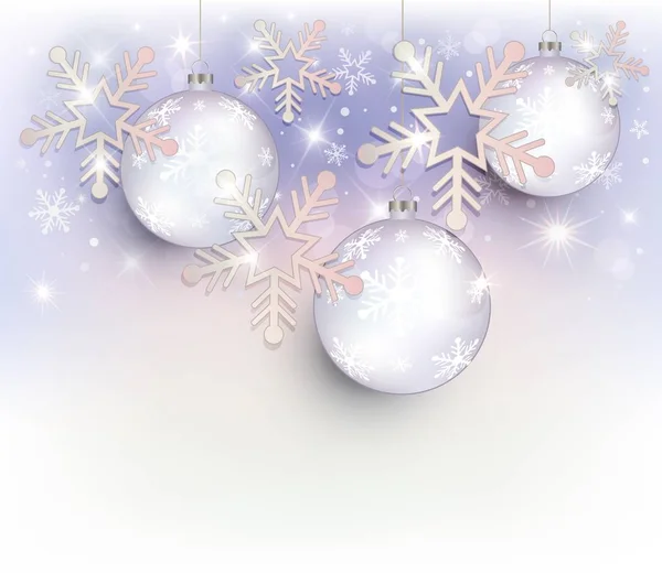 Christmas Ball Snow Flake Star Raster Merry Christmas Greeting Card — Stock Photo, Image