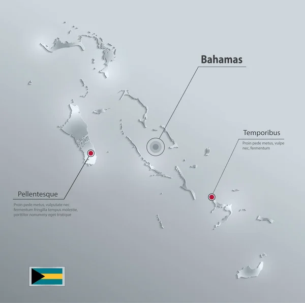 Bahamas Map Flag Glass Card Paper Vector — Stock Vector