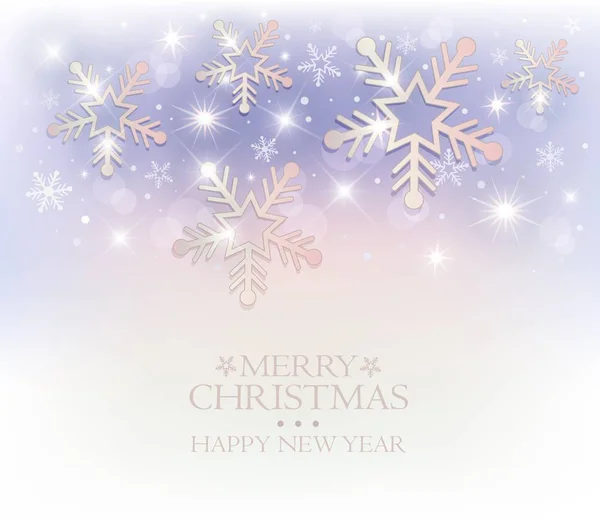 Vecteur Étoile Flocons Neige Noël Joyeux Noël Carte Voeux — Image vectorielle