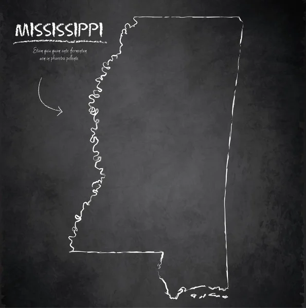 Mississippi Karta Blackboard Chalkboard Vektor — Stock vektor