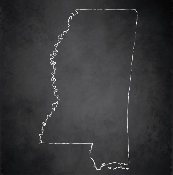 ミシシッピ州地図黒板黒板ラスター — ストック写真