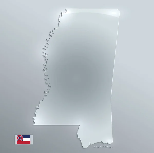 Mapa Mississippi Bandera Papel Tarjeta Vidrio Raster —  Fotos de Stock