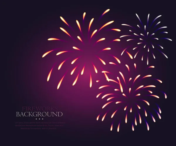 Fireworks Background Violet Happy New Year Vector Greeting Cards — Stock Vector