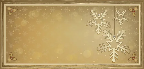 Gutschein Geschenkkarte Flocken Gold Frohe Weihnachten Raster Grußkarten — Stockfoto