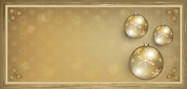 Voucher Gift Card Gold Merry Christmas Greeting Cards Raster Ball — Stock Photo, Image