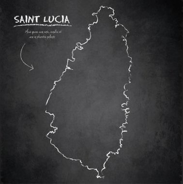 Saint Lucia Haritası blackboard kara tahta vektör