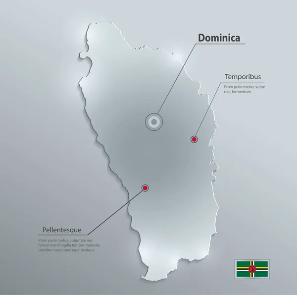 Dominica Karta Flagga Glas Kort Papper Vektor — Stock vektor