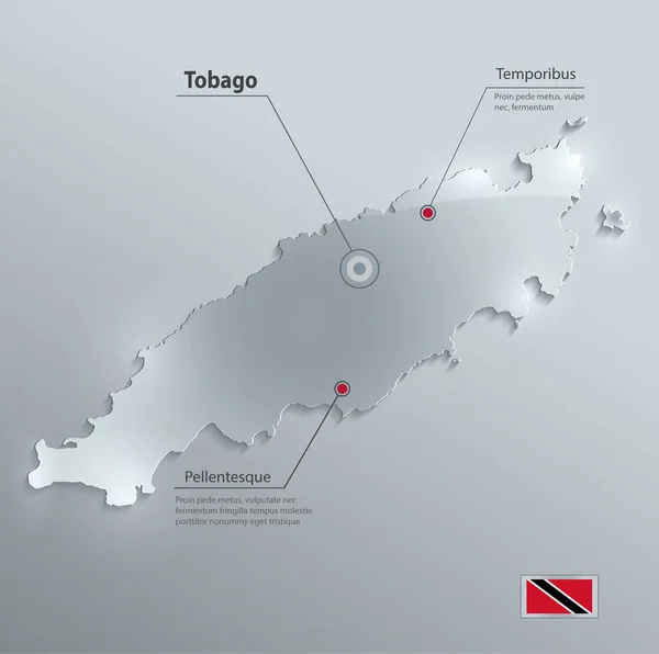 トバゴ地図フラグ カリブ海ガラス カード紙 ベクトル — ストックベクタ