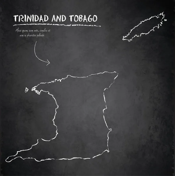 Trinidad Tobago Map Blackboard Chalkboard Vector — Stock Vector