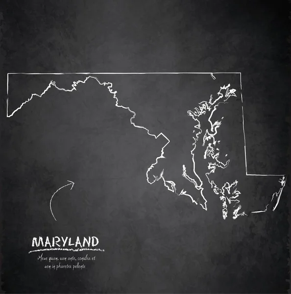 Maryland Karte Tafel Kreidetafel Vektor — Stockvektor