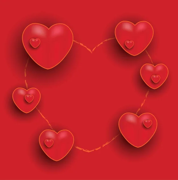Happy Valentine Den Červená Oranžová Srdce Tabuli Blahopřání Rastrové — Stock fotografie