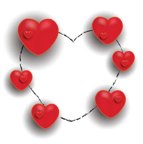Happy Valentine Day Red Hearts White Blackboard Chalkboard Greeting Card — Stock Photo, Image